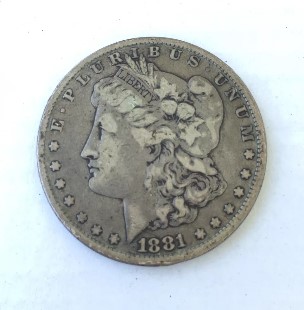 American silver dollar coin. Morgan.